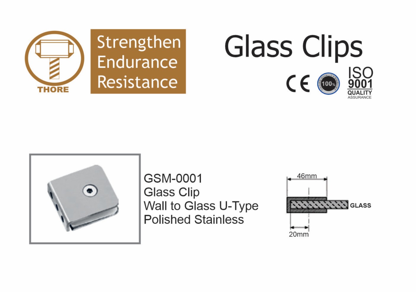 GLASS CLIP WALL TO GLASS U-TYPE-THORE
