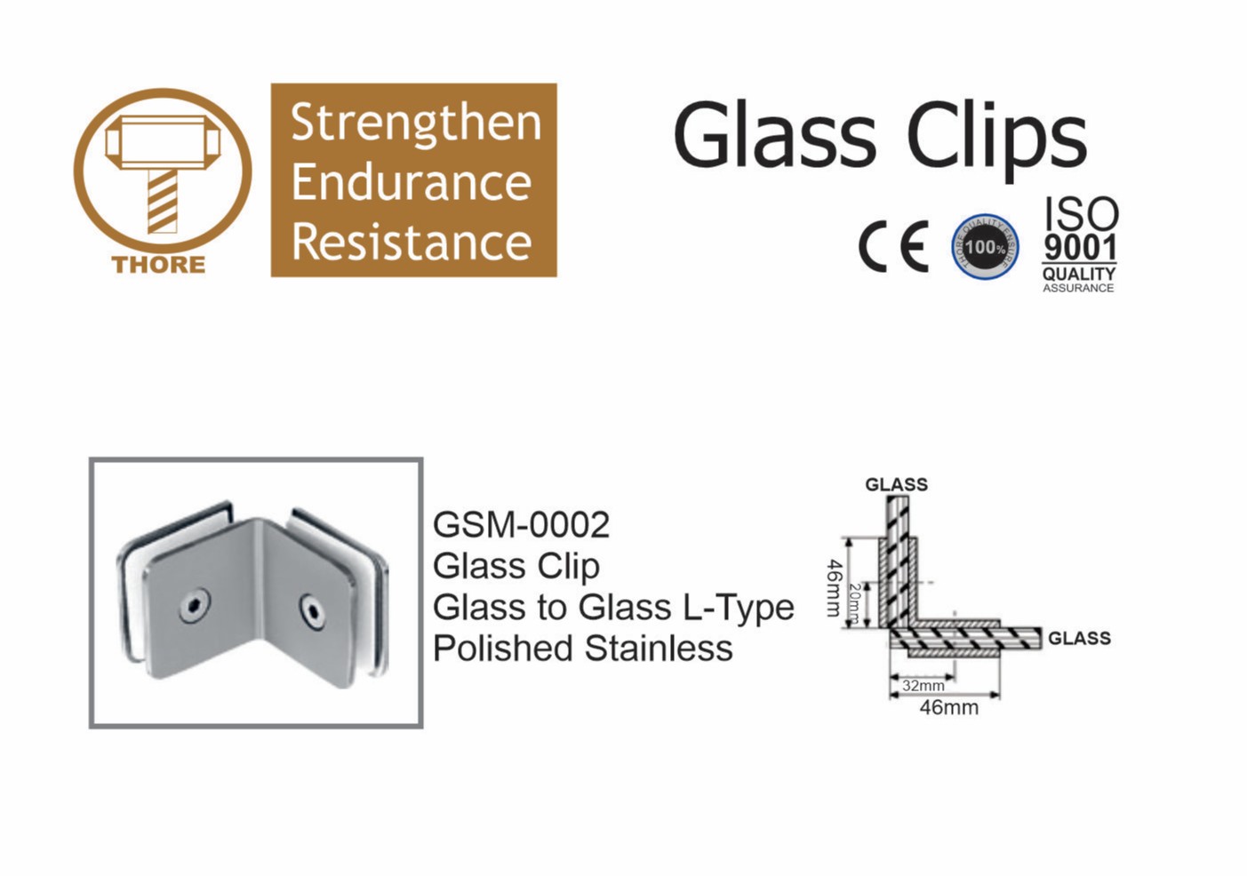 GLASS CLIP GLASS TO GLASS 90DEG.-THORE