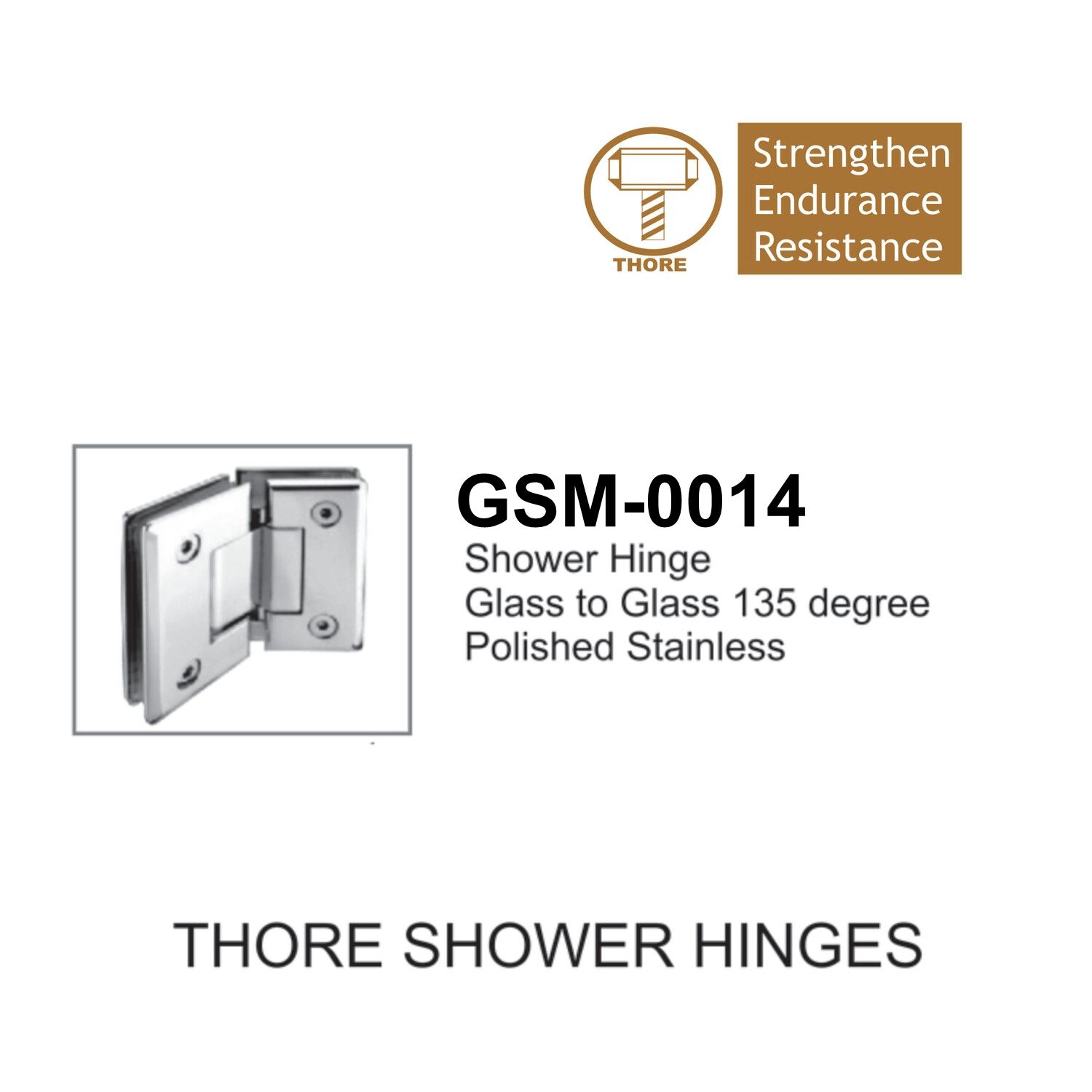 SHOWER HINGE GLASS TO GLASS 135DEG. ZINC-